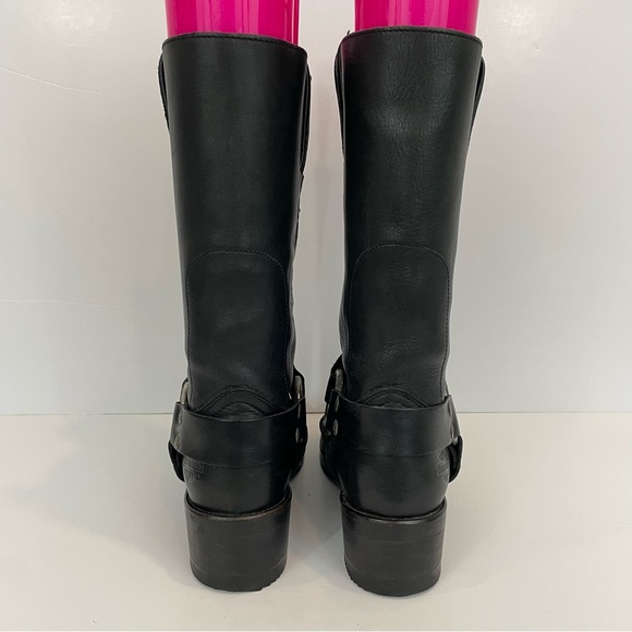 Harley Davidson Riding Boots Women’s 6.5 Black Genuine Leather Moto Biker Strap - Picture 8 of 16